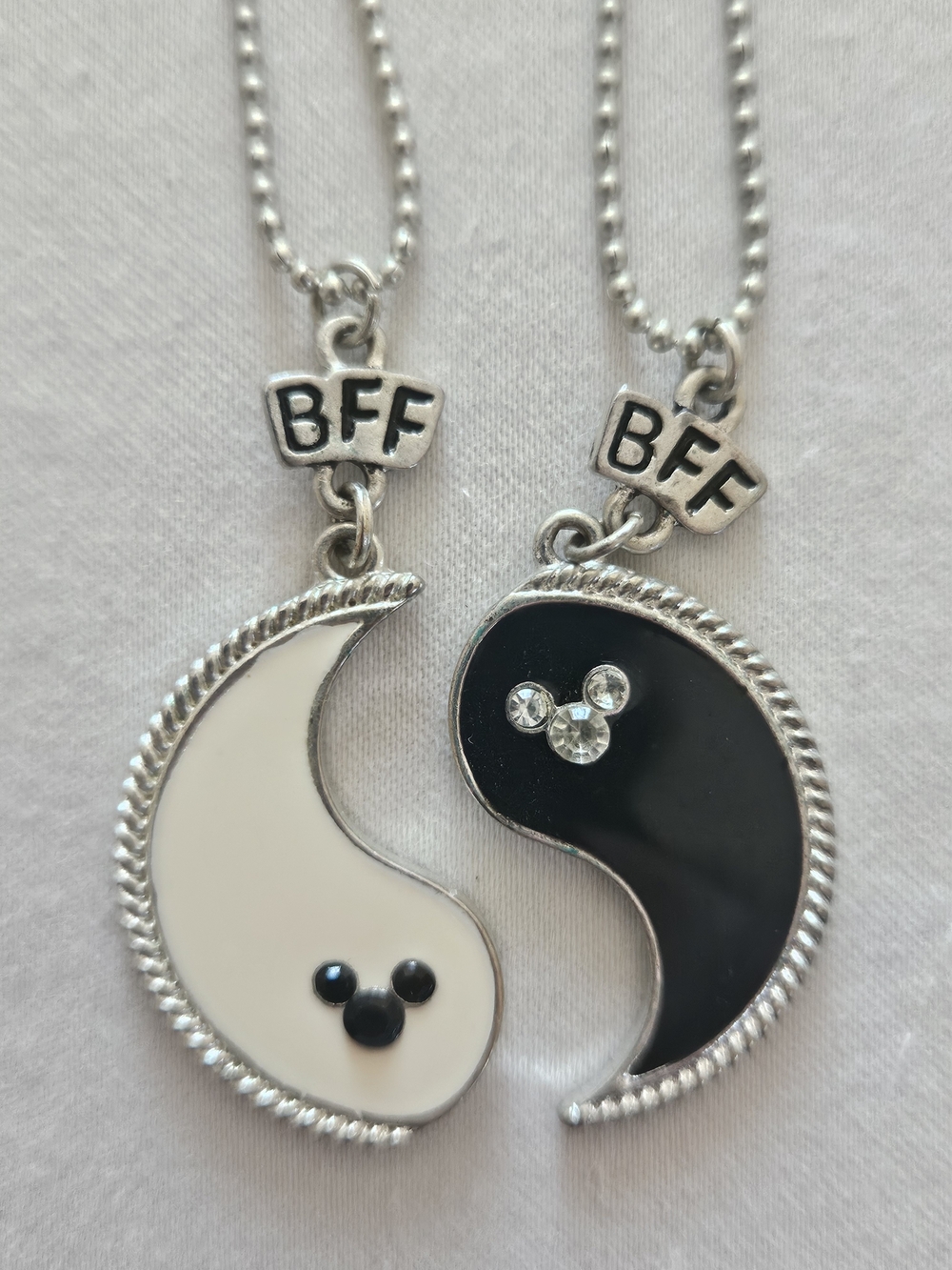 Disney Mickie Mouse Best Friends Forever Yin Yang Panda Pendant Necklace Set